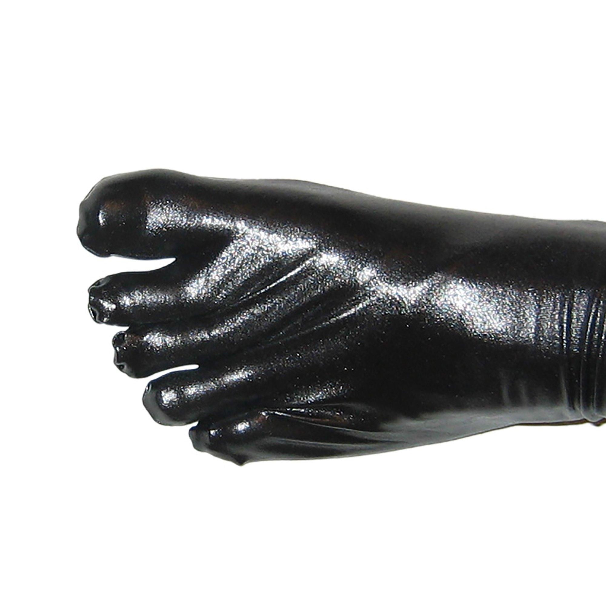 Rubberfashion glänzende Leggings Wetlook - Glanz Leggins mit Schritt Reißverschluss und Zehen für Damen